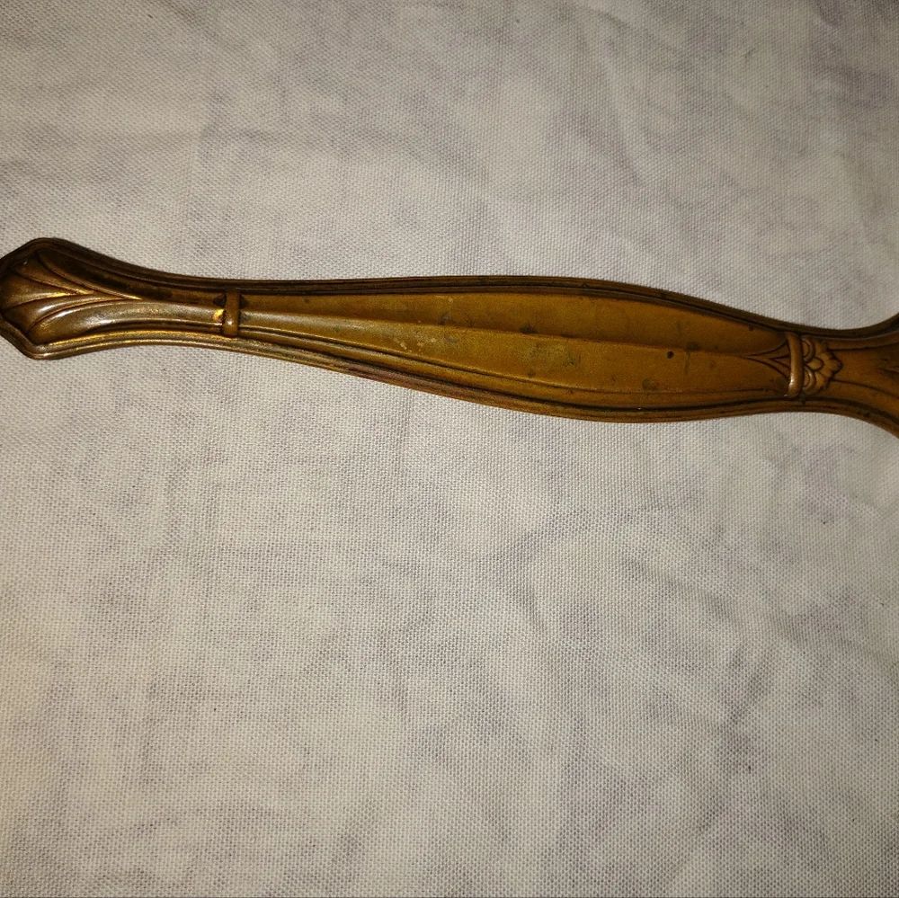 Vintage Hand Held Mirror Beautiful Golden Brassy Color Estate Sale Find